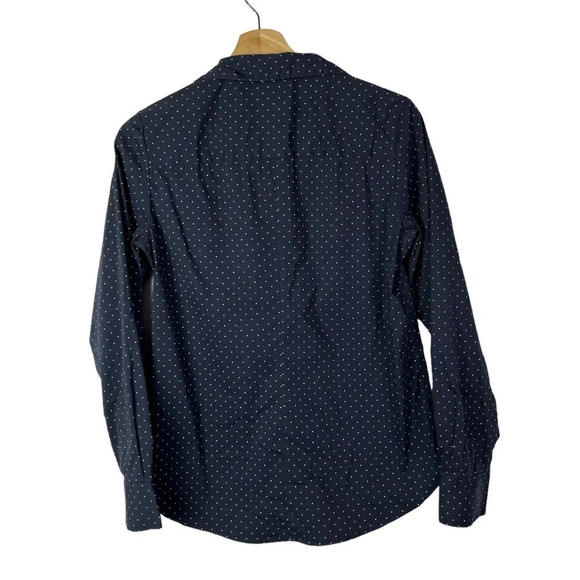 H&M Navy Blue & White Polka Dot Long Sleeve Button Down 4 - Picture 2 of 3